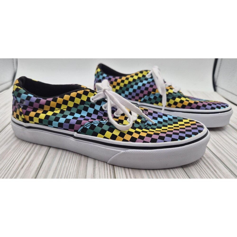 Vans Doheny Lace Up Sneakers Rainbow Mini Checkerboard Pattern Missy Size 3